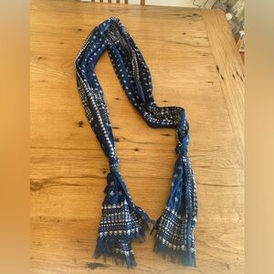 Knotted Cotton Neck Scarf Blue  White‎ Women’s OS Preloved